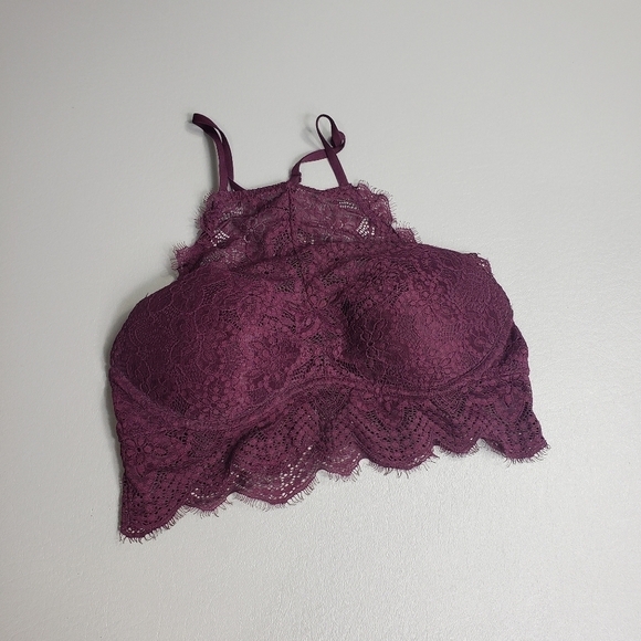 Pink Victoria's secret VS purple lace high neck push up bralette size small - Picture 9 of 9